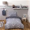Dreamscene Copripiumino Stelle della Galassia con Federa Reversibile Carbone, Grigio Argento
