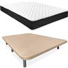 Homey Letto completo con materasso Sleep Pro reversibile + base imbottita extra rinforzata, acciaio legato, beige, 90 x 190 cm