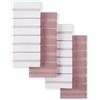 KitchenAid Albany - Set di 4 strofinacci da cucina, rosa secca, bianco, 40,6 x 66 cm
