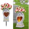 Generic Angel Garden Statue Outdoor Decor, Cemetery Vase with LED, Family Garden Memorial Statue, Crying Angel (White) with Solar Lights