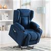 COMHOMA Poltrona Relax Massaggiante Elettrica in Tessuto con Sistema Alzapersona, Reclinabile Ergonomica per Anziani Arredo Salotto, Soggiorno e Ufficio Blu