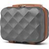 British Traveller Beauty Case 31x25x17,2cm Valigia Trolley Rigida Leggero Borsa da Toilette (13pollici, Grigio/Marrone)