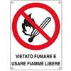 CARTELLI SEGNALATORI Cartello segnalatore - 16,6x23,3 cm - VIETATO FUMARE E USARE FIAMME LIBERE - alluminio - Cartelli Segnalatori (unità vendita 1 pz.)