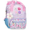 Enso Full of Flowers Zaino per bambini, zaino scolastico, in poliestere, ruote doppie multidirezionali, multiuso, rosa e blu