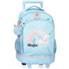 Enso Magic Summer, zaino per bambini, zaino per la scuola, realizzato in poliestere, doppie ruote multidirezionali, molteplici modi per usarlo, rosa e blu, Blu chiaro, Taglia unica, Zaino ruote