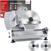 ZUWOHL Affettatrice Elettrica da Casa, Due Lame da 19 cm, 200W Affettatrice Professionale con Piedini Antiscivolo e Interruttore ON/OFF, Spessore Preciso 0-15 mm per Affettare Cibi, Carne, Pane