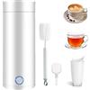 Dechoga Bollitore Elettrico,Bottiglia da viaggio portatile da 400 ml,mini bollitore 3 in 1,scaldabagno per acqua calda,spegnimento automatico,Teiera con spazzolino per la pulizia di tè,caffè,latte e fast food