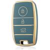 OFF WE GO Custodia Chiave Cover Chiave Guscio Chiavi per Kia Sportage Picanto GT Ceed 2 Sorento Rio Niro Stonic Ceed Soul Cerato TPU Macchina Copri Chiavi Telecomando Auto Portachiavi, Oro Blu