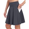 Desol Gonna da tennis da donna con pantaloni, lunghezza al ginocchio, a vita alta, con 4 tasche, gonna da golf con pantaloncini, da donna con coulisse regolabile, per tennis, golf, corsa, grigio., XL