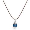 Tamashii collana con ciondolo a goccia Ear-Drops in Argento 925 e agata blu,cordoncino marrone. NHS1800-18