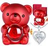 Aloskart Orso di Rosa Eterna con Collana a cuore, Orsetto Rosa Eterna Stabilizzata, Regalo San Valentino per lei, Idee Regalo Donna Compleanno, Regalo Natale per Moglie Mamma Fidanzata, Anniversario