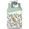 CÔTE DECO Parure da letto per bambini reversibile Dinosauri Jurassik verde, copripiumino 140 x 200 cm + 1 federa 63 x 63 cm, 100% cotone