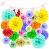 TREABEAR 34PCS Addobbi Compleanno TREABEAR, Decorazioni Compleanno Fiori Di Carta, Addobbi Carnevale Gagliardetto, Pon Pon Colorati Carta Velina, Decorazioni Tavolo Compleanno Fiori Di Carta Per Decorazioni