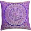 KIKAN Federe per cuscini Banarsi, in seta, stile etnico, con mandala indiano, 40,6 x 40,6 cm Purple