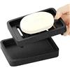 Luxspire Portasapone in Resina, Portasapone a Doppio Strato, Scatola di Sapone con Filtro, Port Saponetta Rettangolare per Sapone Universale, Anti-scivolo, Elegante e Alla Moda, Ghiaia Nera
