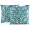 ggaimwf Fodere per cuscini marocchini 40x40 cm Turchese Cuscini Boho etnici Stile indiano Astratto Mandala Arabesque Meditazione Hippie Moderno Copricuscino per divano Soggiorno Letto Federa Set da 2
