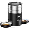 GROOKPET Distributore Automatico Cibo Gatti Doppio: Dispenser Crocchette Gatto Acciai Inossidabili - Erogatore Cibo Cani con Timer Programmabile - 5L Dosatore Crocchette - Mangiatoia Automatica con 2 Ciotola