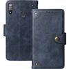 Dingshengk Azzurro Retro Vera Pelle Case per BRONDI Amico Smartphone XL Nero 6 Custodia Caso Premium Leather Cover Flip Guscio Protettiva Copertina Portafoglio Magnetico Anti Urto e Anti Graffi