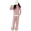amropi Bambina Ragazze Tuta da Ginnastica con Cappuccio Felpa Cerniera e Pantaloni a Gamba Larga Set Rosa,11-12 Anni