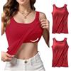 HEONSATI Canotta Cotone Con Reggiseno Incorporato Canotta Scollo a V Donna Sportiva Push Up Imbottita Top Shirt Cotone Ampia Comoda E Traspirante Tank Top Senza Cuciture Spalla Larga Estiva Jogging Fitness