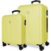 ROLL ROAD Cambogia Set di valigie giallo 55/65 cm rigido 6,6 kg Chiusura a combinazione laterale ABS 6,6 kg 93 L bagaglio a mano, giallo, Taglia unica, Set di valigie