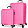 ROLL ROAD Cambogia Set di valigie rosa 55/65 cm rigido 6,6 kg Chiusura a combinazione laterale ABS 6,6 kg 93 L bagaglio a mano, Rosa, Taglia unica, Set di valigie