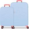 Disney Topolino Crazy Trip Set di valigie blu 55/65 cm Rigido 5,65 kg Chiusura TSA ABS 5,65 kg 114,81 L estensibile bagaglio a mano, blu, Taglia unica, Set di valigie