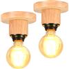 TOKIUS Lampadario a sospensione vintage industriale lampadario in metallo e legno Ø160 mm plafoniera E27 con legno retrò per soggiorno cucina camera da letto (senza gabbie 2 pezzi)
