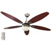 Megashopitalia Ventilatore a soffitto Ø 130cm 5 pale con telecomando LUCE Reversibile 70W Legno Funzione invernale Timer 3 Velocità