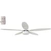 Megashopitalia Ventilatore a soffitto Ø 130cm 5 pale con telecomando LUCE Reversibile 70W BIANCO Funzione invernale Timer 3 Velocità