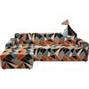 Jaotto Copridivano con Penisola Elasticizzato A Sinistra Destra, Fodere Copridivano Angolare Universale, Copridivano Antigraffio Gatto Chaise Longue a Forma di L(1 Posto+3 Posti,Arancione Blu)