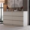 Home Collective Cassettiera, camera da letto, corridoio, armadio, credenza, credenza con 6 cassetti, larghezza 140 cm, altezza 75 | Beige