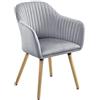 [en.casa] Poltrona per Sala di Attesa/Salotto/Studio Poltrona Imbottita con Gambe in Metallo Color Faggio Sedia con Braccioli Poltroncino con Rivestimento in Tessuto Effetto Velluto - Grigio Chiaro