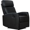 HOMCOM Poltrona Relax Reclinabile, Regolabile ed Ergonomica, in Pelle PU con Imbottitura, per Casa e Ufficio, 65x92x100 cm, Nera