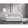 EVERGREENWEB MATERASSI & BEDS EVERGREENWEB - Divano Letto 2 Posti Matrimoniale L165xP90xA80, Moderno Tessuto Bianco, Schienale Reclinabile a Doppio Cuscino, Sofà con Chaise Longue Estraibile, Struttura Imbottita Pieghevole, NELLY