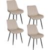 Baroni Home Set di 4 Sedie Moderne con Rivestimento in Velluto e Gambe in Acciaio Nero, Poltrona da Soggiorno, Camera da Letto, Sala da Pranzo, 53x86x44 cm Beige