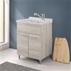 Inbagno Mobile Lavatoio 60x50 Cm Rovere Grigio Moon Con Vasca In Ceramica Dolomite, Struttura Già Montata In Legno Nobilitato Con 2 Ante E Maniglie Cromo