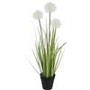 Flair Flower Dente Erba in Vaso, Poliestere, Plastica, Bianco, 55 x 10 x 10 cm