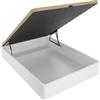 Homey Canapé pieghevole super rinforzato grande capacità con coperchio traspirante, angoli arrotondati, legno, bianco, 105 x 190