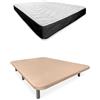 Somnia Descanso - Letto completo con materasso Bombay 20 reversibile + base imbottita 3D rinforzata beige con 6 gambe metalliche filettate, 135 x 190 cm
