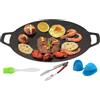 Generico Padella Coreana per Griglia | Padelle Barbecue Rotonda Antiaderente 11/12,6/14,9 Pollici | BBQ Grill Pan | Padelle con Spazzola, Guanti E Pinze per Friggere e Cuocere for Cucinare All'aperto