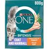 PURINA ONE BIFENSIS COAT & HAIRBALL cibo per gatti secco, ricco di pollo, confezione da 6 (6 x 800 g)