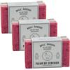 Label Provence Nature Label Provence - Sapone peeling bifacciale con sapone francese - Per plastificazione, umidificazione e cura per tutti i tipi di pelle - Fiore di ciliegio e latte d'asino - 125 g - Set da 3