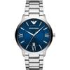 Emporio Armani Orologio Uomo, movimento a tre lancette con data, cassa in acciaio inossidabile 43 mm con bracciale in acciaio inossidabile, AR11227