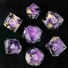 Elifel Dadi DND - Set di 7 nuclei liquidi, sabbie pieghevoli, dadi poliedrici, bordi taglienti, in resina, per dungeon e draghi, dadi D&D RPG D20 D12 D10 D8 D6 D4, fatti a mano, per giochi di ruolo