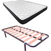 Somnia Descanso - Letto completo con materasso Versailles (lato inverno/estate) + rete Basic + 4 gambe, 90 x 190 cm