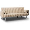Nalui - Divano Letto 3 Posti Clic Clac 210x80x79cm One Lines con 2 Cuscini, Tessuto Vellutato e Piedi Metallo | Reclinazione Regolabile | Beig