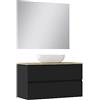 Baikal Duo, Legno Ceramica Vetro Melammina 16 mm, Nero Opaco, 100 cm
