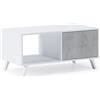 Skraut Home - Tavolino - 45 x 92 x 50 cm - Tavolino Basso Ideale per Soggiorno o Sala da Pranzo - Modello Wind - Legno Resistente - Mobili Ausiliari - Finitura Bianco/Cemento