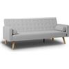 Nalui - Divano Letto 3 Posti Clic Clac 203x82x78cm One Dots con 2 Cuscini e Piedi Legno | Reclinazione Regolabile | Grigio